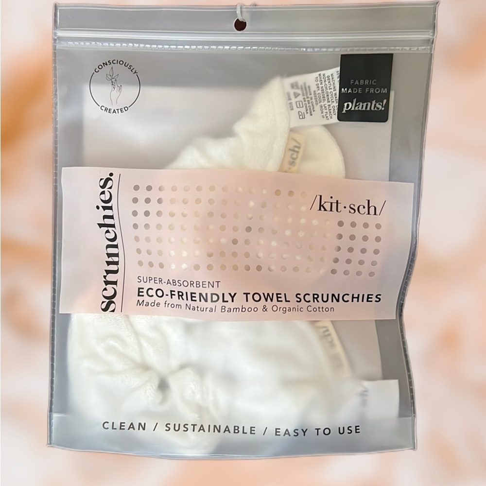 Kitsch Eco-Friendly Towel Scrunchies, White (OS), 2-pack